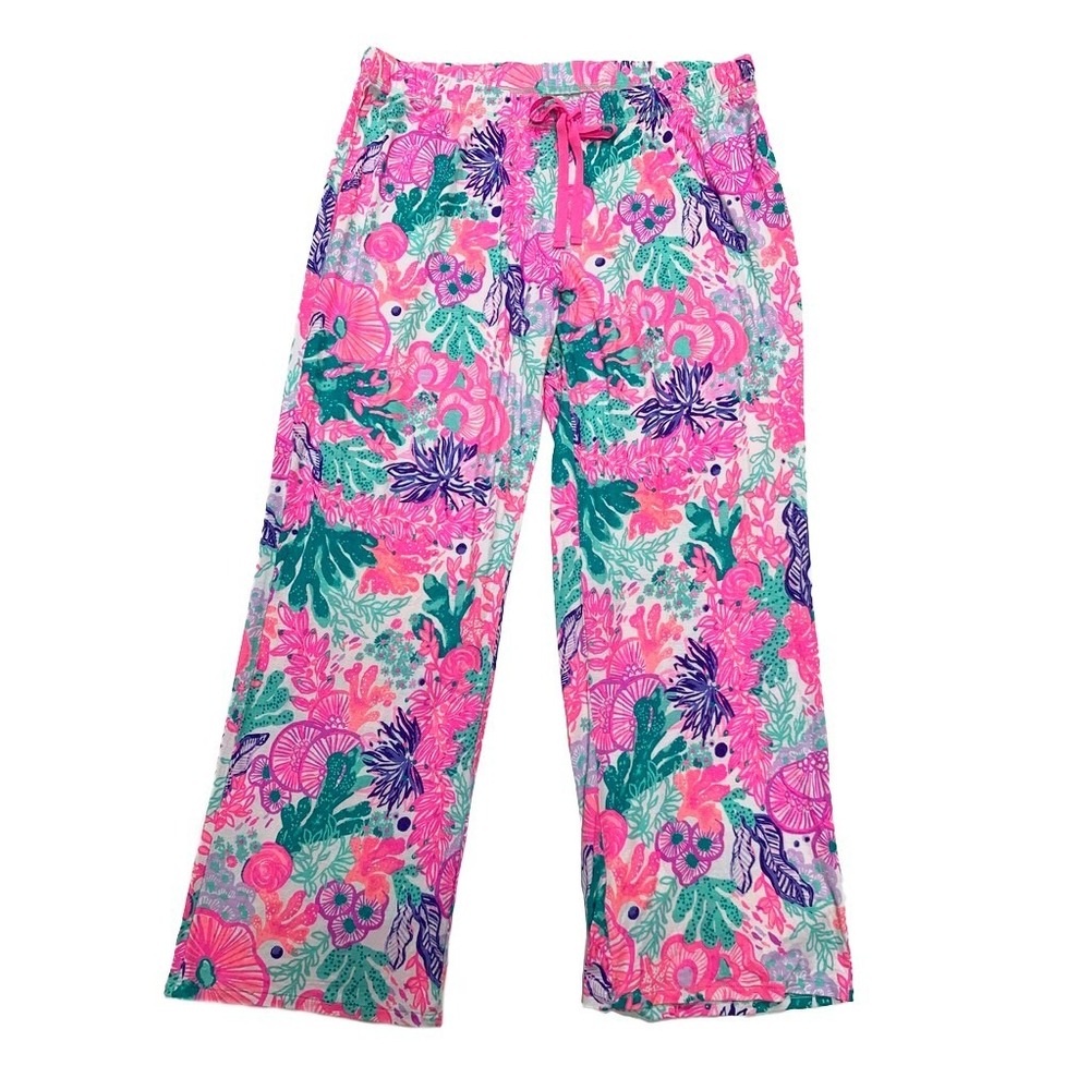 Lilly Pulitzer Pajama Pants PJ Extra Small Seaside Carnivale Coral Flowy Soft
